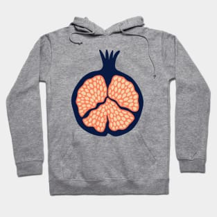 POMEGRANATE Fresh Plump Ripe Tropical Fruit in Dark Blue with Orange Seeds - UnBlink Studio by Jackie Tahara Hoodie